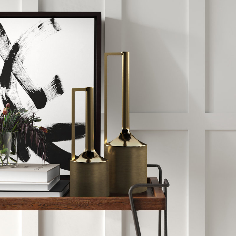 Ensemble de vases en métal avec poignées, Or