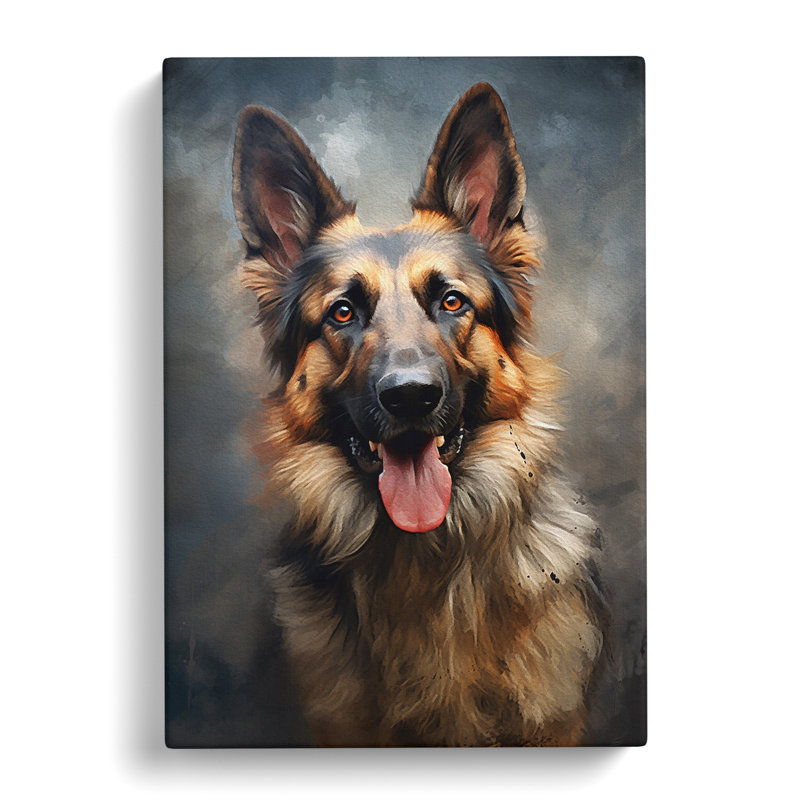 German Shepherd Digital - Wrapped Canvas Print, 60cm H x 40cm W x 3cm D