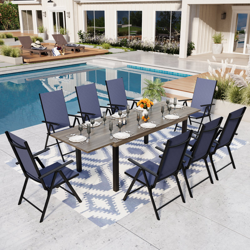 Ensemble repas extensible pour 8 personnes Rectangle, 8, Bleu