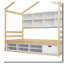 Lit double avec structure de toit, tablettes de chevet, unité de rangement sous le lit-106847995-106847998