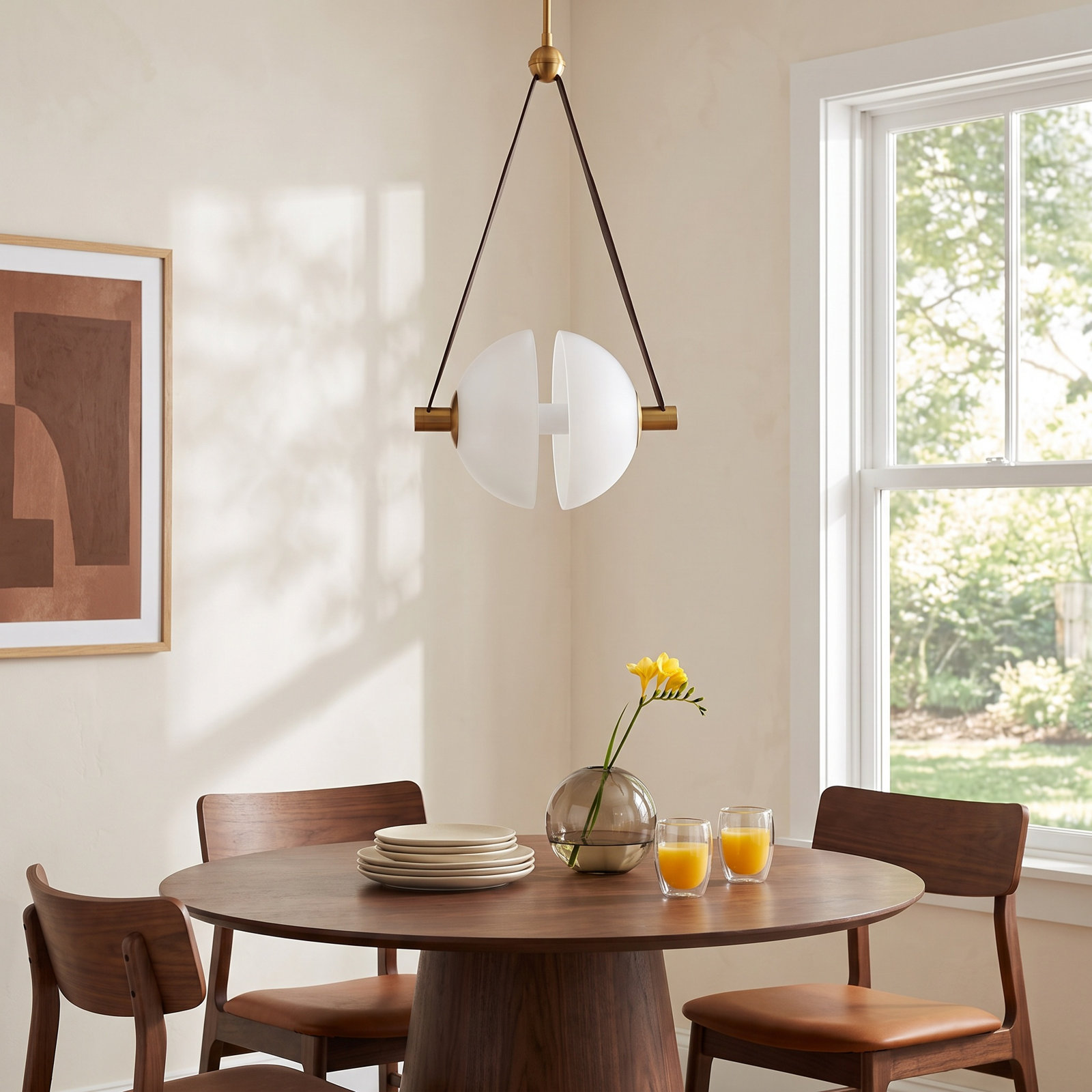 Alessandrina Single Light Frosted Glass Dimmable Pendant, 11.75" H x 17.25" W x 11.75" D