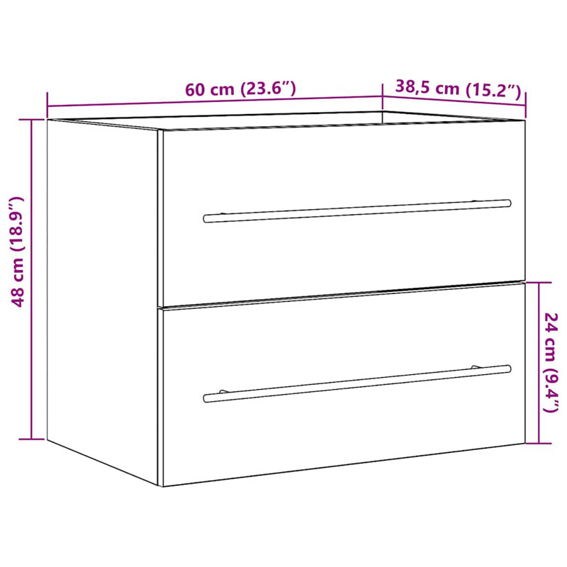 60cm Single Bathroom Vanity Base Only, Black Oak