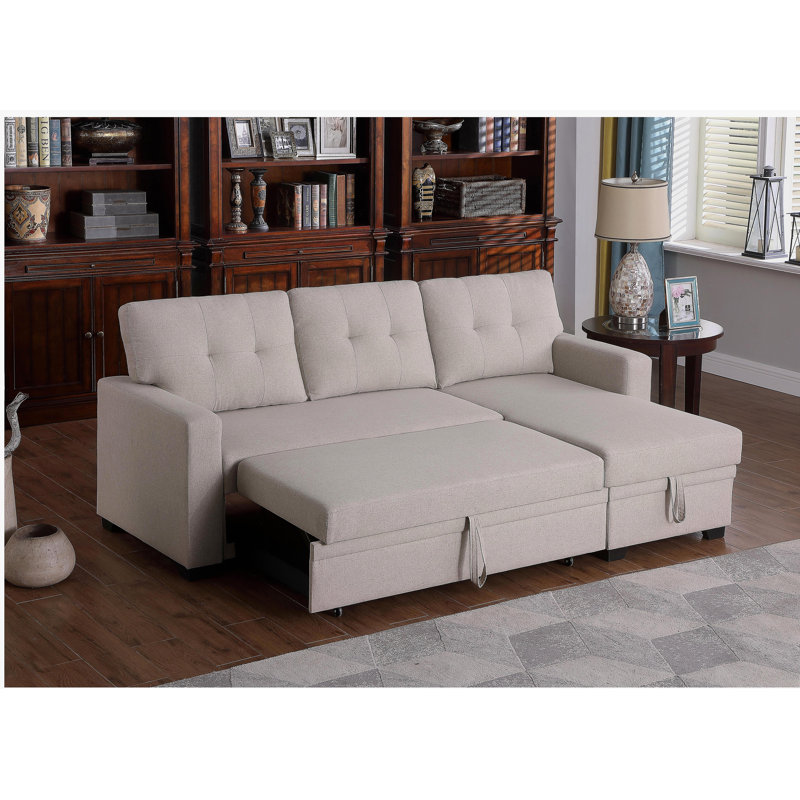 Canapé modulaire rembourré avec méridienne, Beige