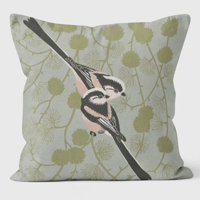 Long Tailed Tits Square Throw Cushion