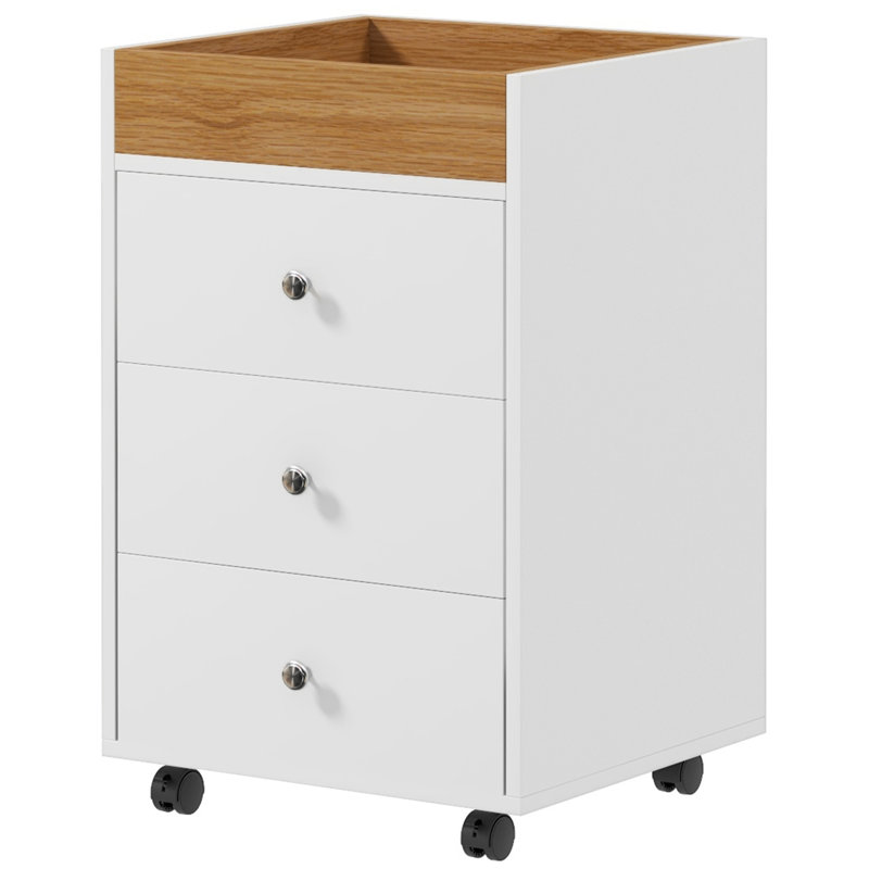 Latitude Run® 3 Drawer Office Storage Cabinet On Wheels With Removable ...