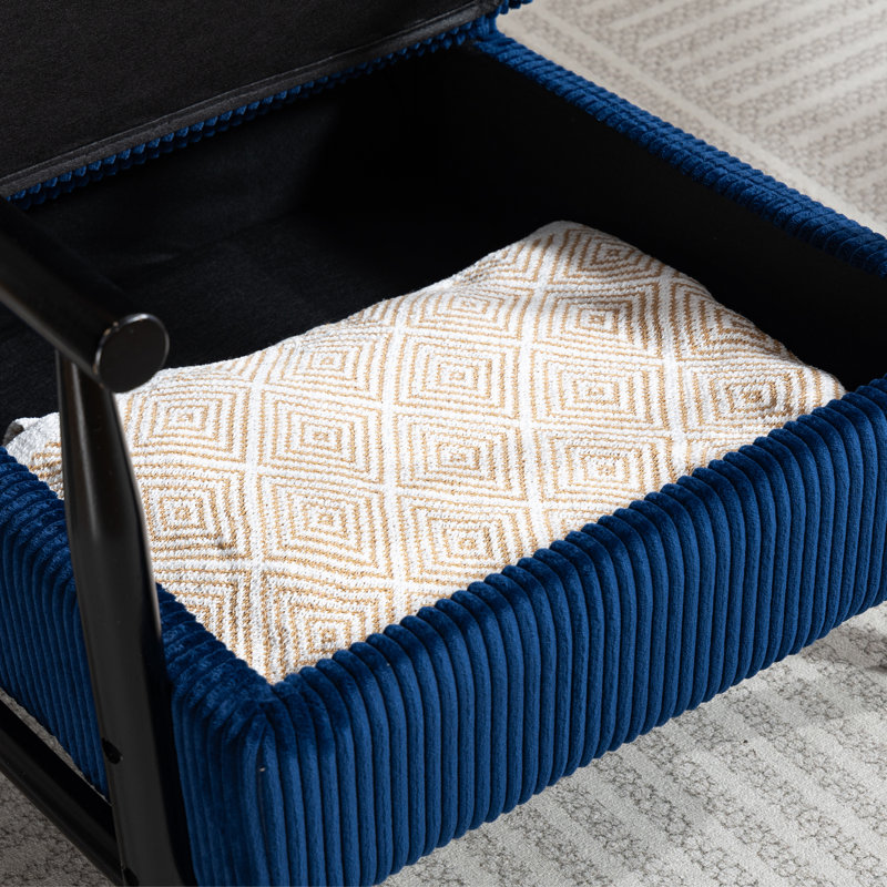 26.6'' Wide Corduroy Upholstered Accent Chair With An Extra Pillow, Blue