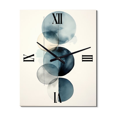 Horloge murale géométrique circulaire sur fond bleu rétro IV