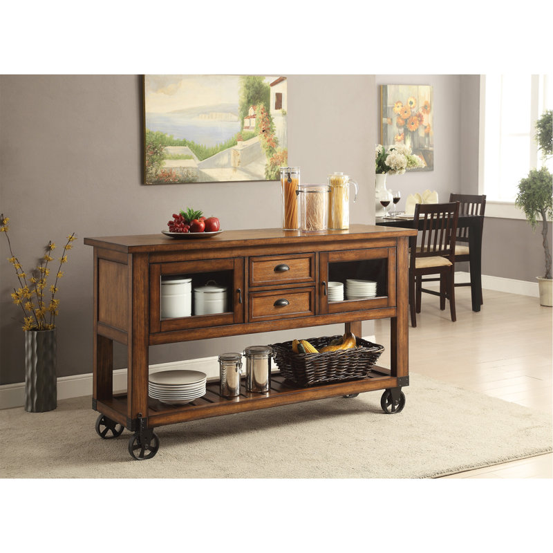 Juran Rectangular Kitchen Cart in Distressed Chestnut