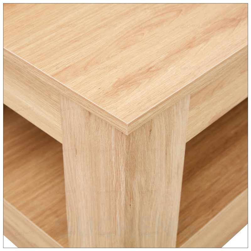 Table basse moderne en MDF à double couche avec rangement, parfaite pour le salon, la chambre à coucher et le bureau, Naturel