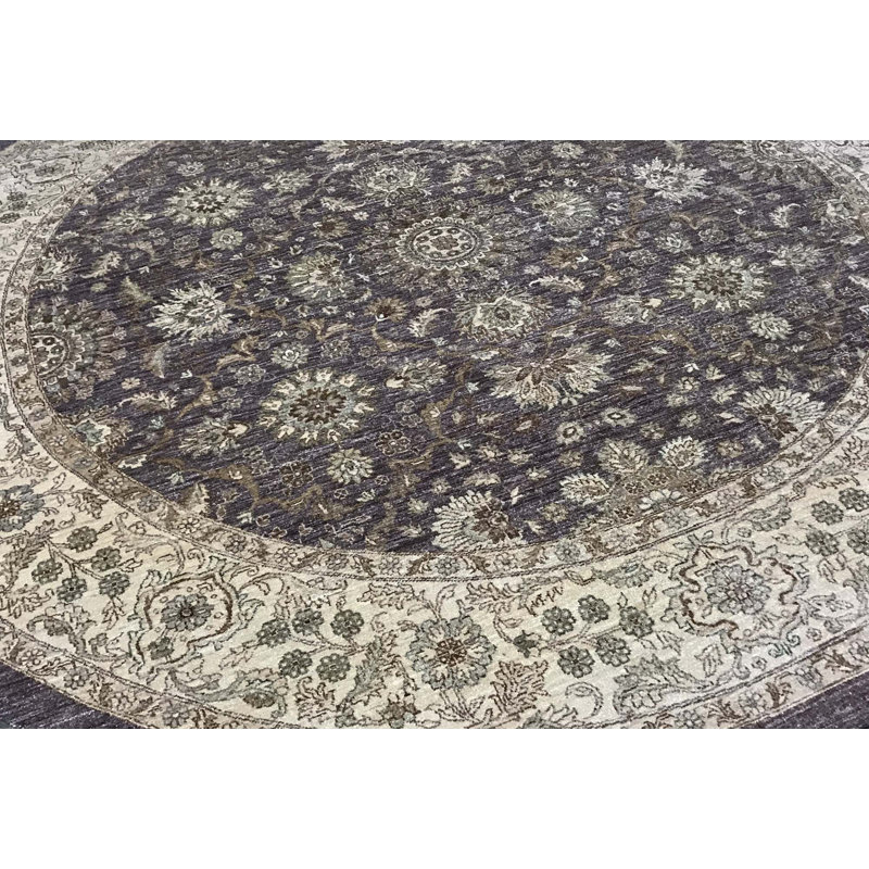 Tapis brun et ivoire de haute qualité noué à la main