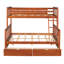 Lit simple superposé simple au-dessus d'un lit double en bois de pin massif de 79,53 x 57 x 67 pouces noyer avec échelles et deux tiroirs de rangement