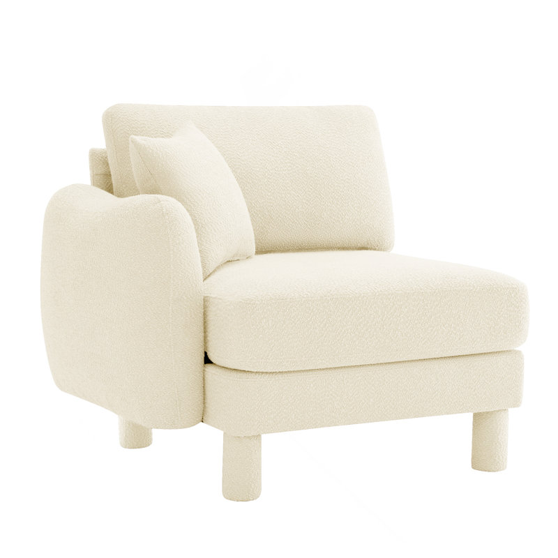 Canapé avec coussin en polyester beige, Beige bouclé