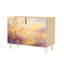 Buffet Buffet avec rangement Golden Meadow Landscape Wild Grass Fleurs mauves à l'aquarelle douce avec 2 portes pour le salon et la cuisine