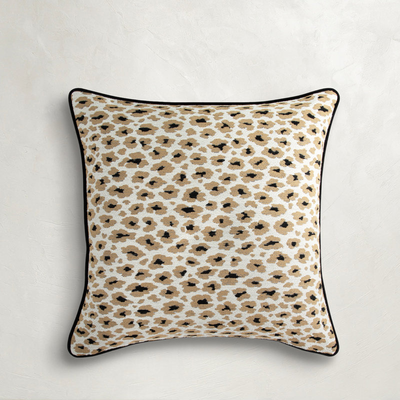 Dots Chambray Outdoor Throw Pillow, Square 20", Animal Print, Brown