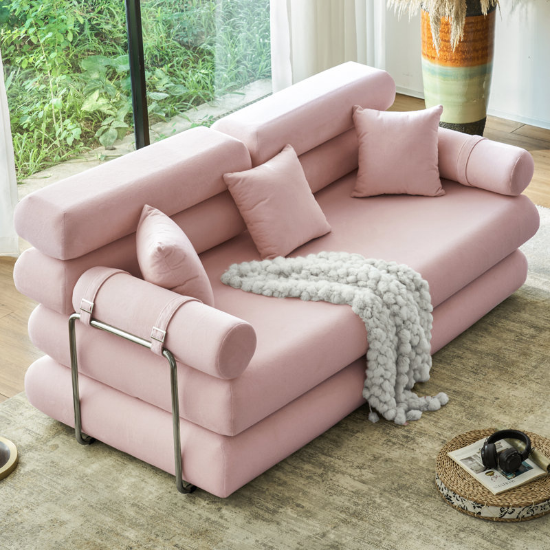 78.7" King Size Convertible Sleeper Sofa Bed With 3 Pillows,Retro Chenille Folding Mattress Couch, High Resilience Memory Foam Mattress Sofa Removable And Washable, Suitable For Small Space In Living Room, No Assembly Required