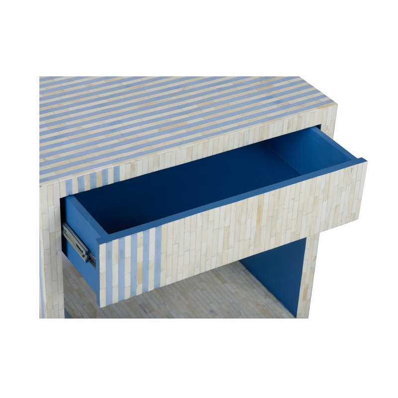 End Table, Blue/Cream