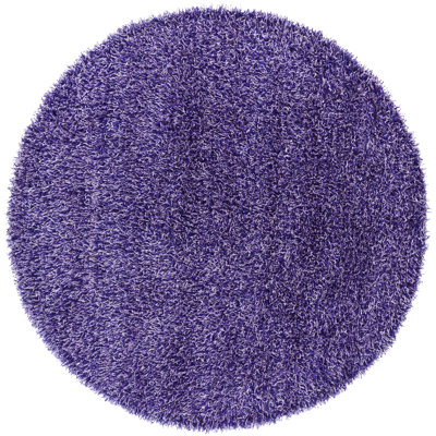 Heston Authentic Hand Woven Handmade Purple Blue & White Double Mixed Modern Abstract Polyester Shag Area Rug