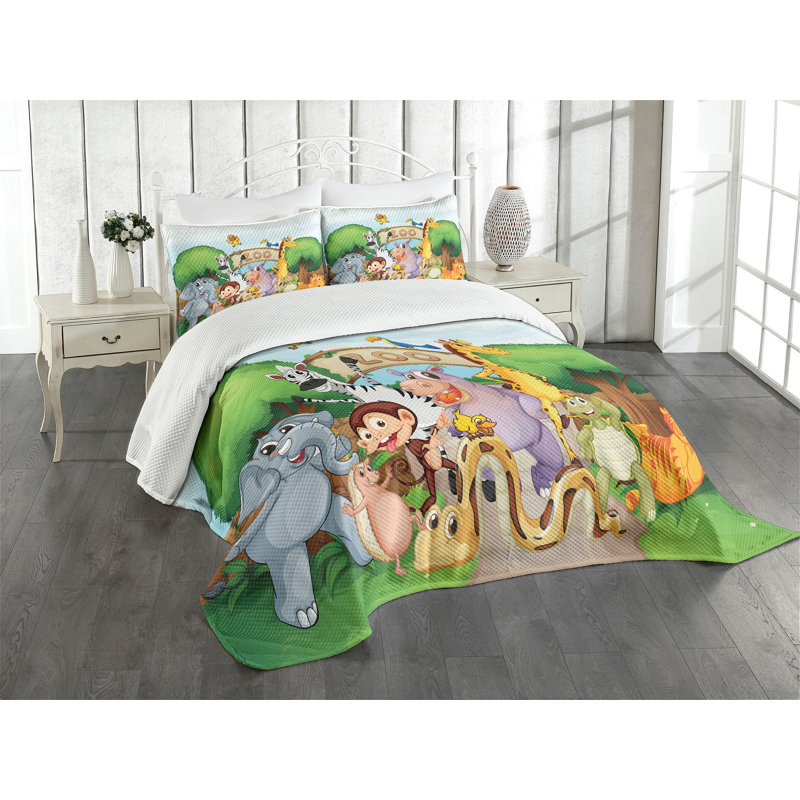Multicolore Ambesonne, Couvre-lit pour très grand lit + 2 taies décorat