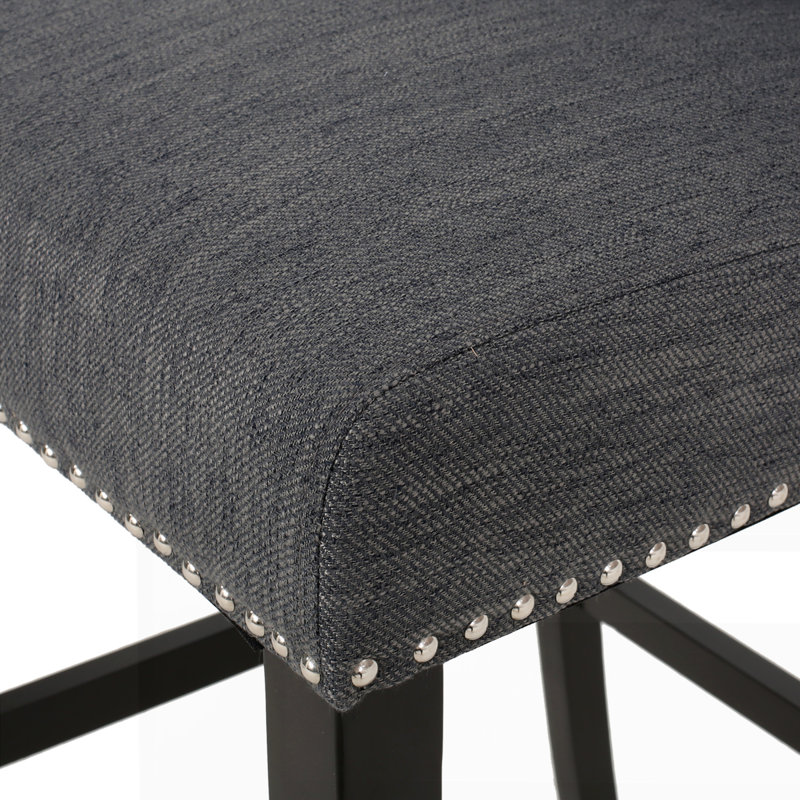 Vienna Contemporary Fabric Tufted Wingback 31 Inch Counter Stools, Charcoal