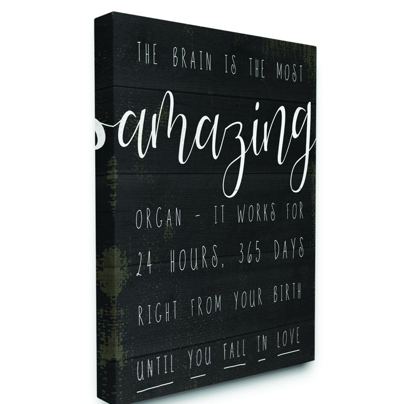 «Amazing Brain Love Black and White Inspirational Word Design», art textuel, H 20 po x l 16 po, Toile tendue
