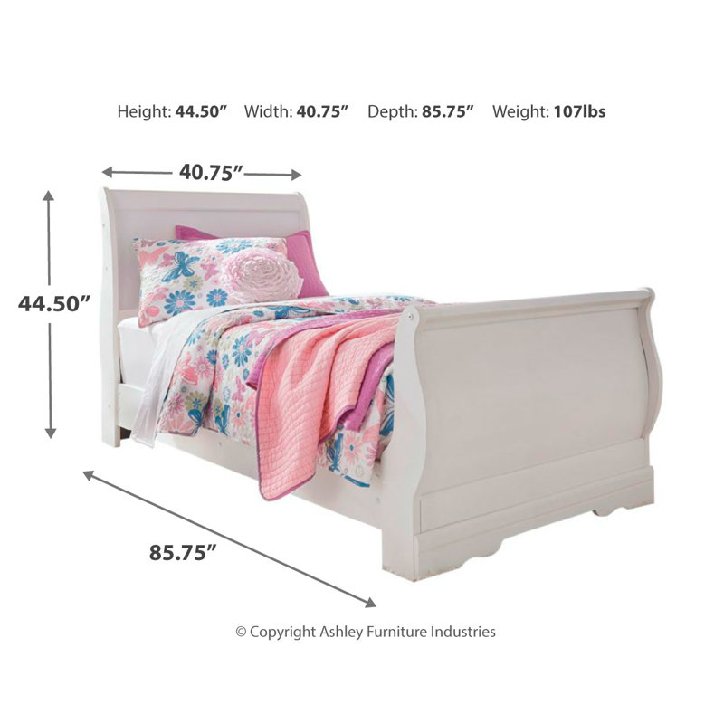 Lit-bateau Gambrill Anarasia, Lit simple, Blanc