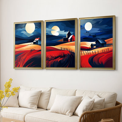 LANDSCAPES Series CXXVI  -Custom Framed  Wrapped Gallery Canvas - 3 Pieces