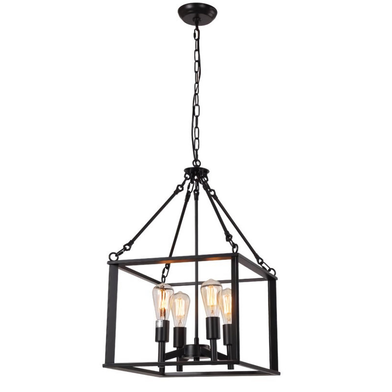 Lanterne de style campagnard carré avec 4 lumières Olya
