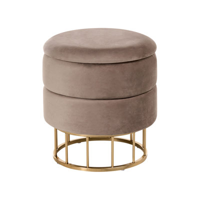 37 cm W Velvet Round Pouffe with Storage