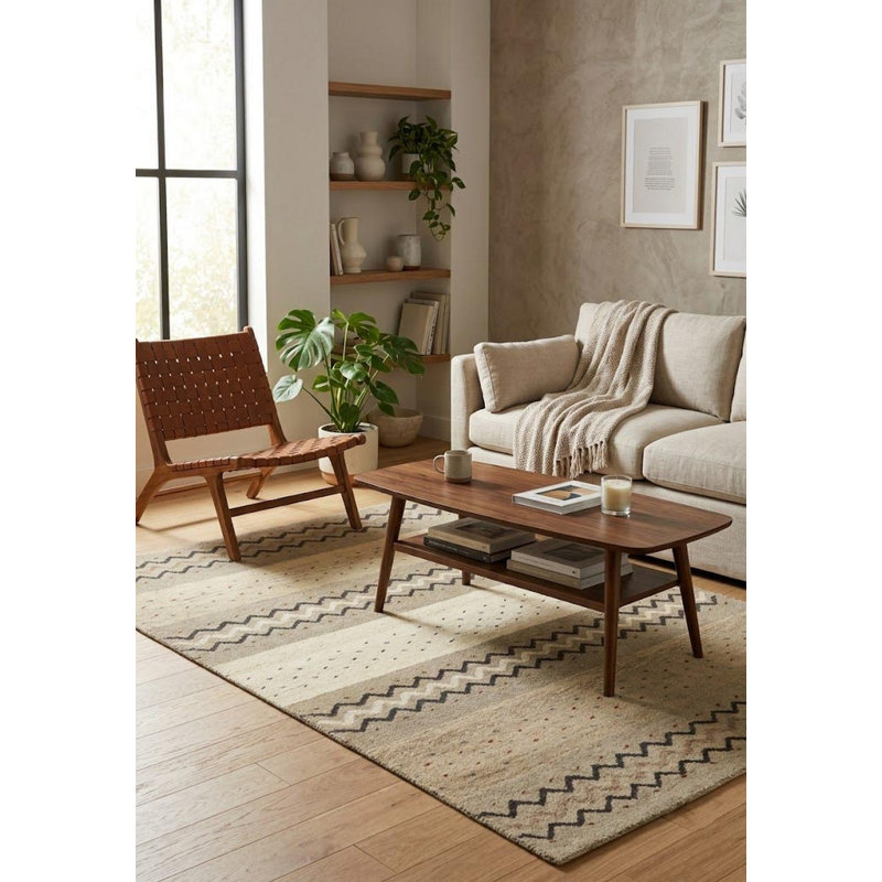 Tapis beige / blanc