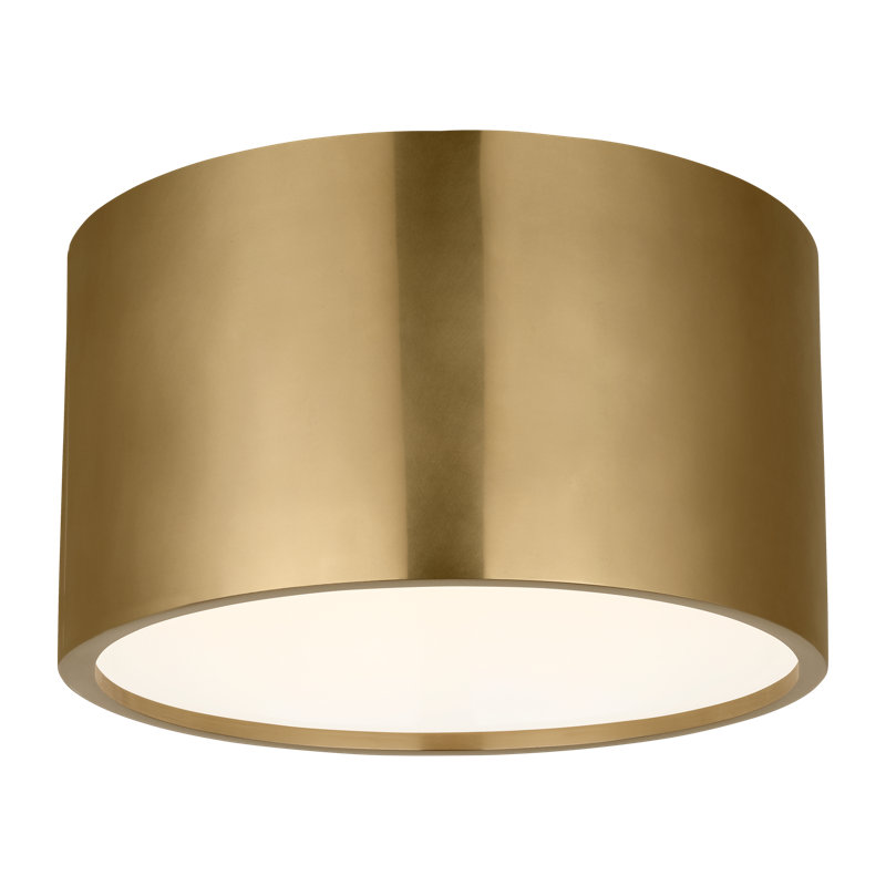 Dola 1 - Light LED Flush Mount, Hand-Rubbed Antique Brass, 6" H x 13" W x 13" D, Clear/Hand-Rubbed Antique Brass