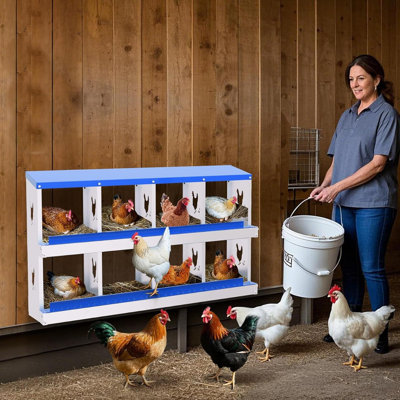 Chicken Nesting Box with Removable Tray - Metal Laying Boxes for Hens - Egg Rollaway Design, Wall Mount Farm Fresh Egg Collector, Hen Roosting Boxes for Chicken Coops