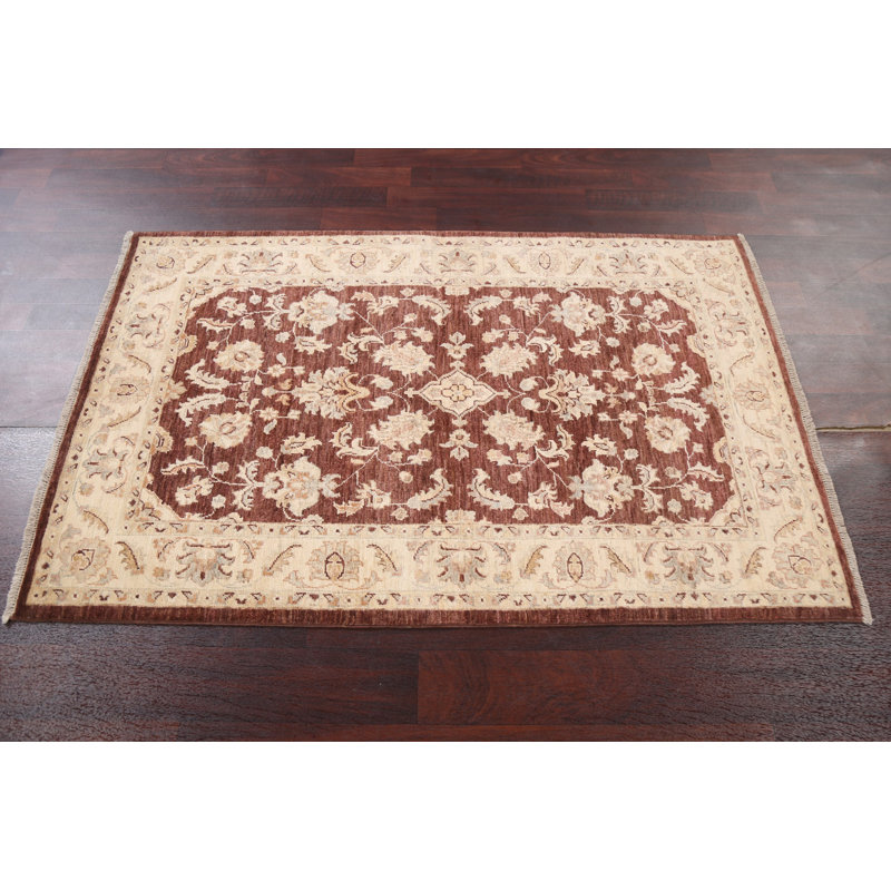 Tapis Chobi Peshawar à teinture végétale noué à la main 3 x 5
