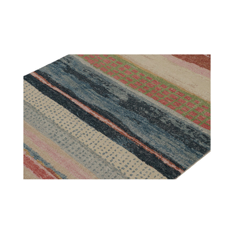 Distressed Homage Hand Knotted Wool Abstract Area Rug, Rectangle 10' x 14'