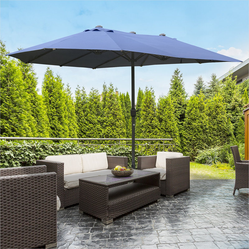 Parasols et accessoires Easy Steel à manivelle et espace extérieur avec fabrication en acier, 15 pi