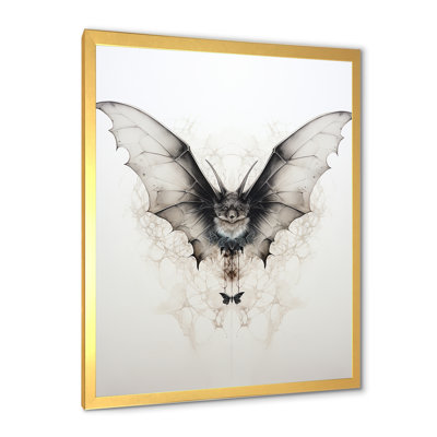 Minimalisme, chauve-souris noire et blanche sur toile
