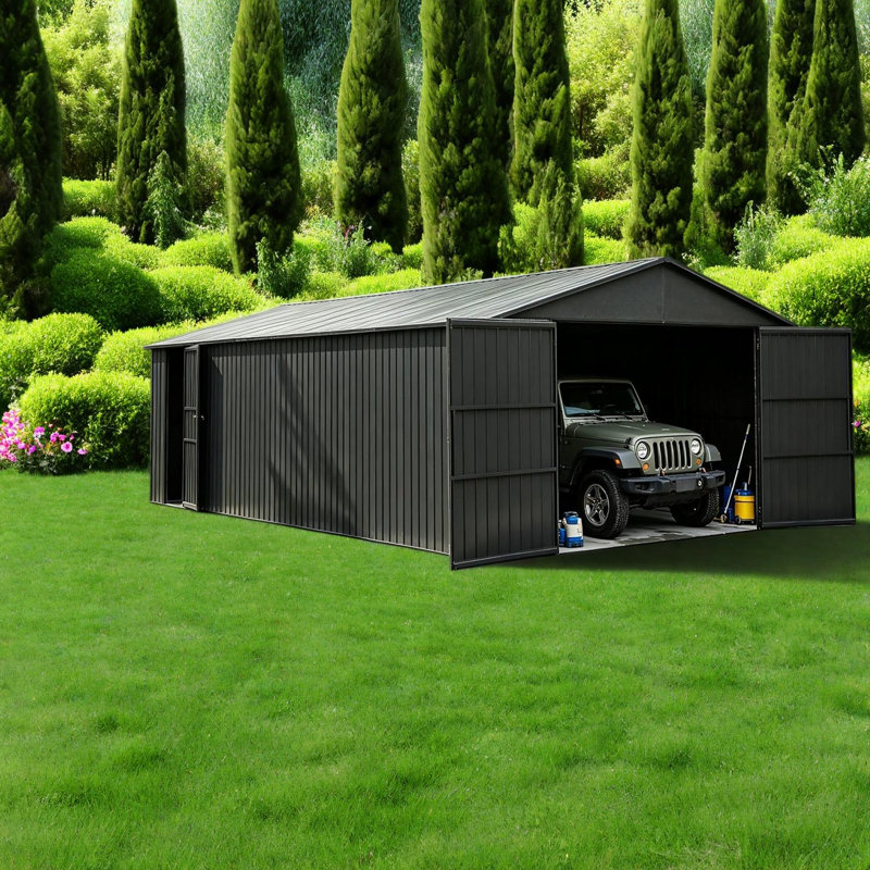 Large Sheds with Storage 12x30FT Metal Modern Garage for Home Backyard