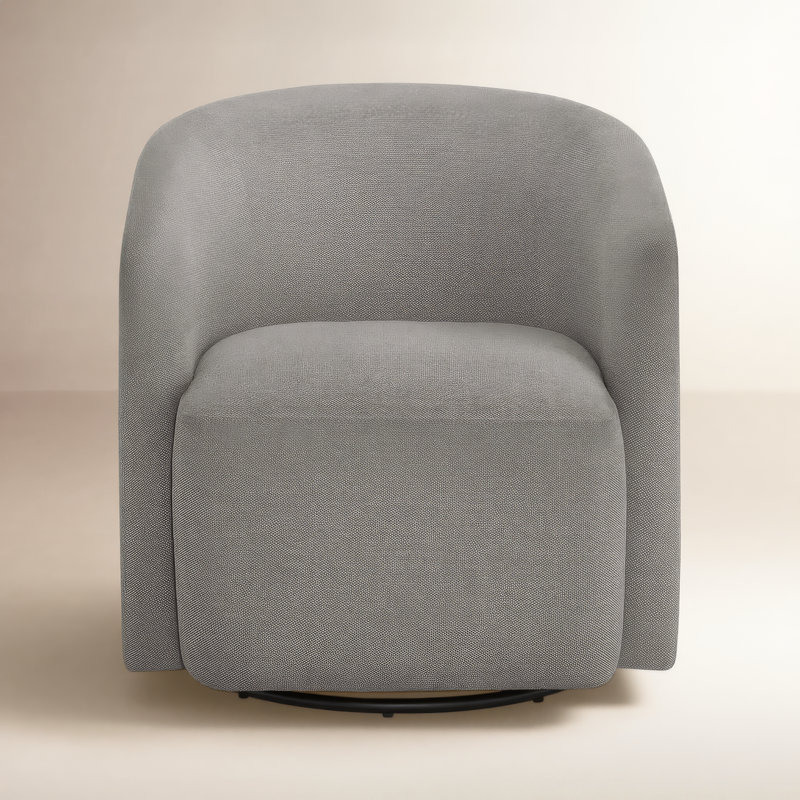 Arlo Swivel Barrel Chair, Gray Polyester Blend