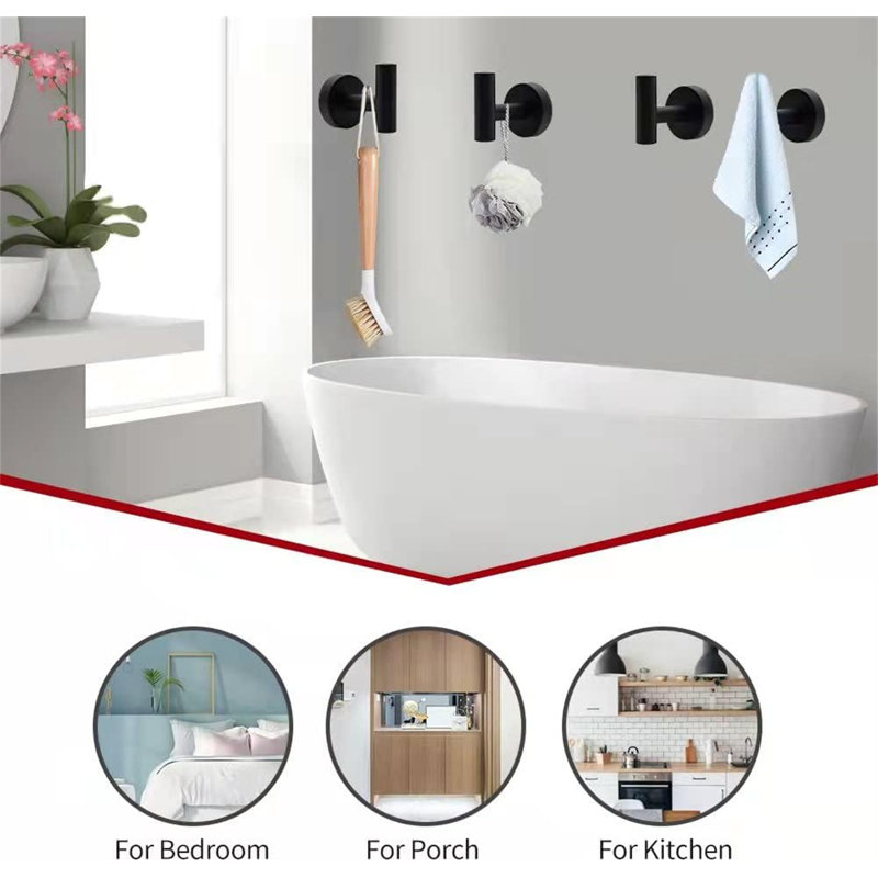 10-Piece Bathroom Accessory Kit with 16'' Towel Bars, Towel Rings, Toilet Paper Holders and Robe Hooks, Black