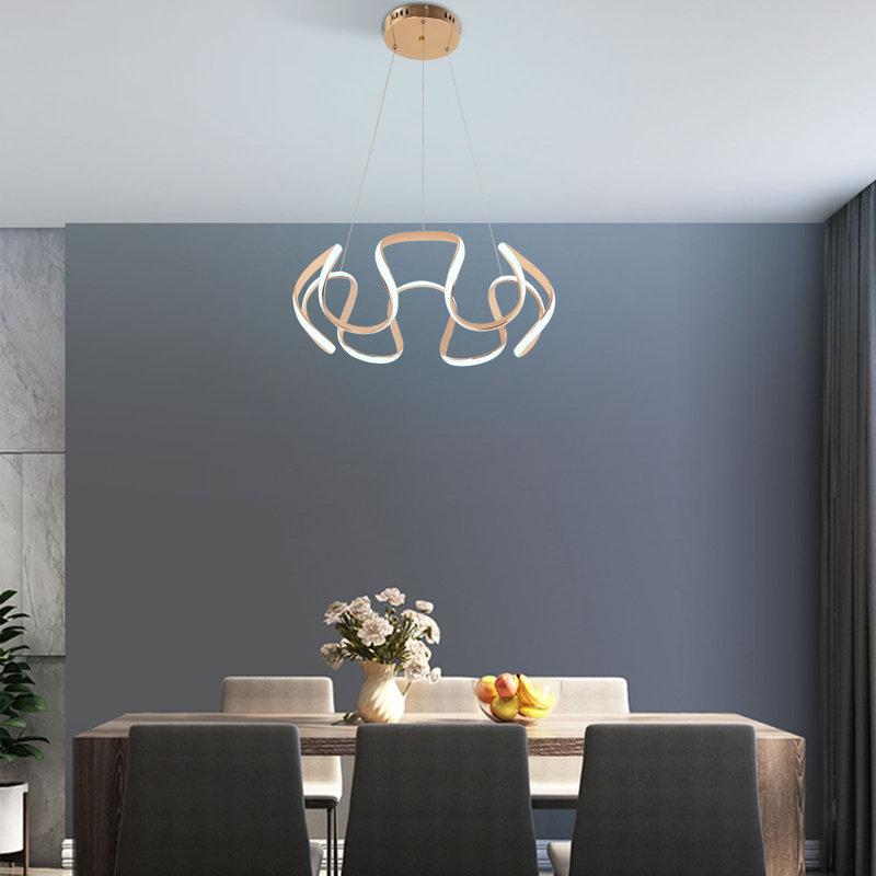 Luminaire suspendu DEL moderne avec télécommande Dimsdale, Or