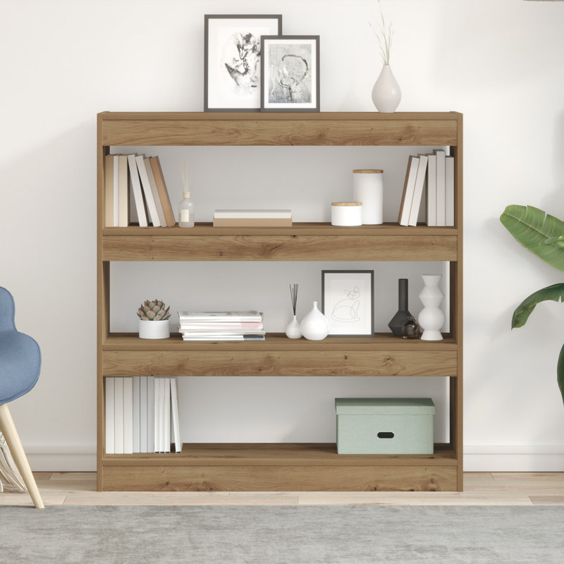 Book Cabinet Bookcase, (3 Shelves) 103cmH x 97cmW x 30cmD, Artisan oak