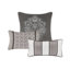 Courtepointe grise 6 pièces double / grand, 3 coussins décoratifs, matériau lavable à la machine en gris