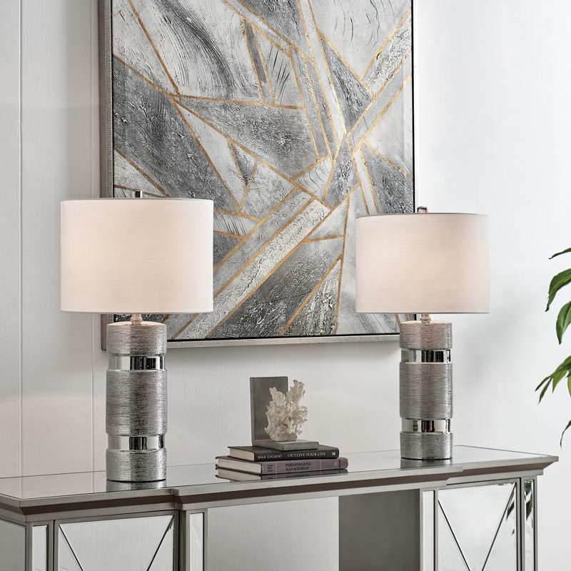 Ensemble de lampe de table 25 po Troiano, Argent
