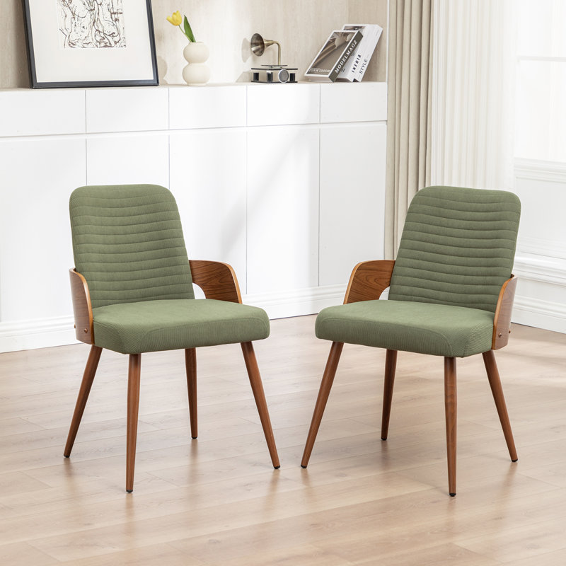Chaise rembourrée Carman, Velours côtelé vert