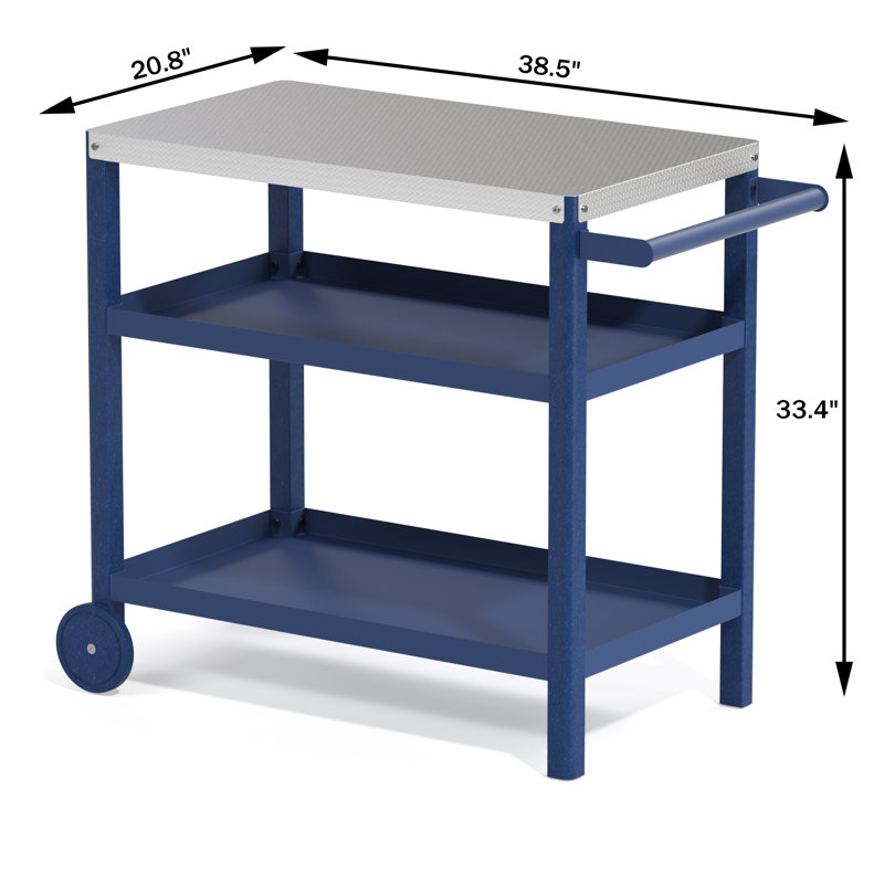 Polyfurniture Outdoor dining car kitchen cart with car cover, Navy