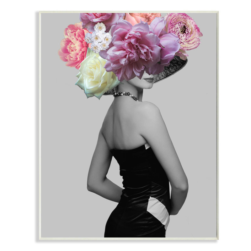 « style mode portrait à motif de gris fleur », impression, H 19 po x l 13 po, Plaque de bois