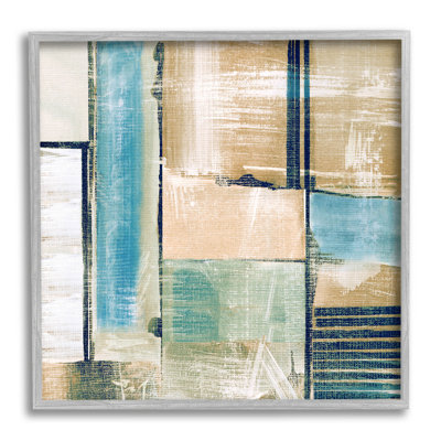 Geometric Shapes Collage Composition by Susan Jill - Floater Frame Painting on Wood