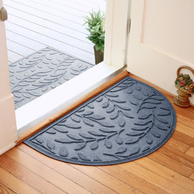WaterHog Brittney Leaf 24 in. x 39 in. Half Round Indoor Outdoor Doormat