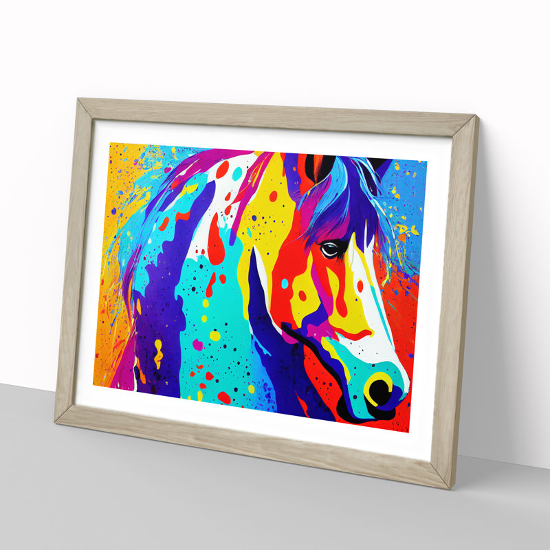 Horse Splash Vol.4 - Single Picture Frame Print, 34cm H x 46cm W x 2cm D, Oak Framed