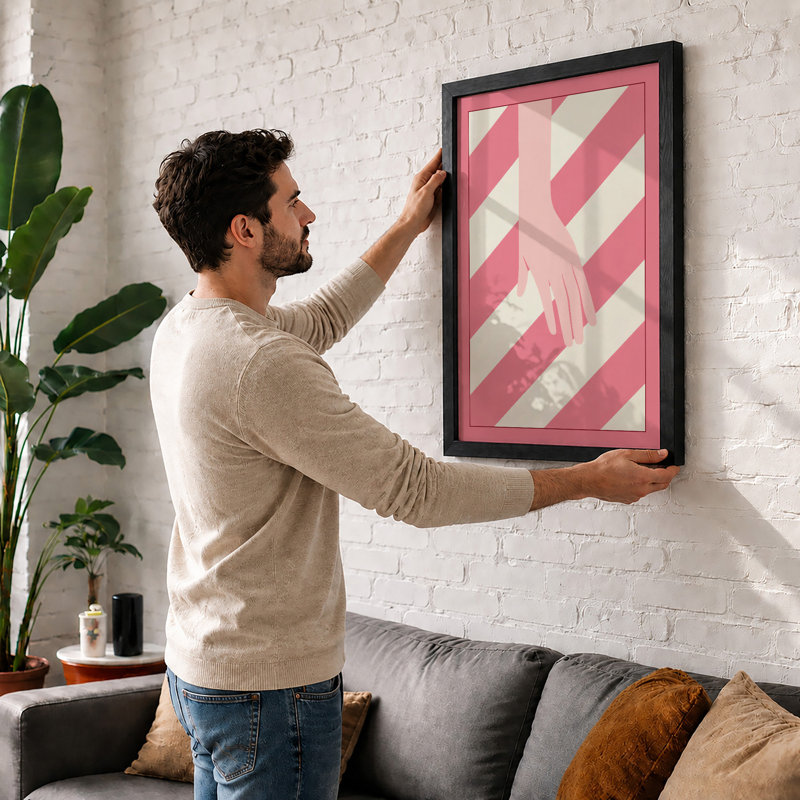 Hands Together Modern - Framed Print, A1 - 84.1 x 59.4 cm, Black