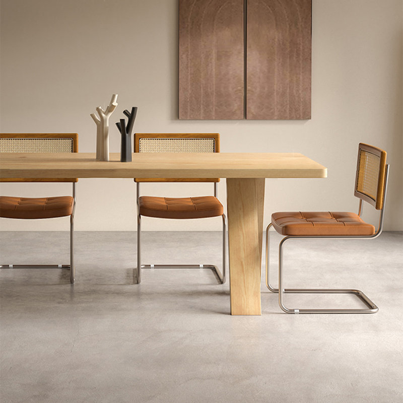 Burlywood Rectangular Solid Wood Dining Table, 29.53"H x 62.99"L x 31.5"W